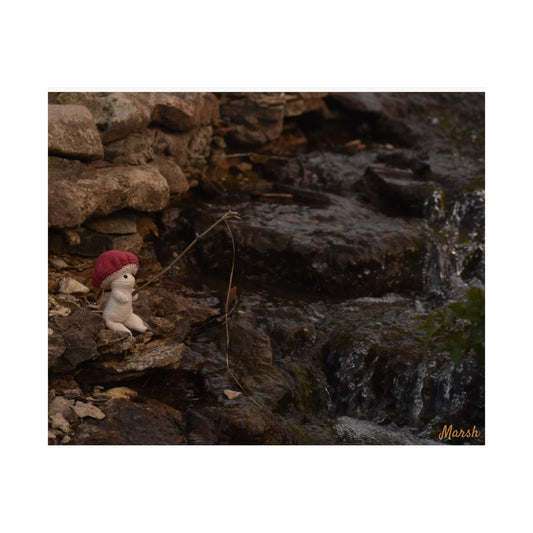 Fishing by the Falls Woolyshroom Satin Print