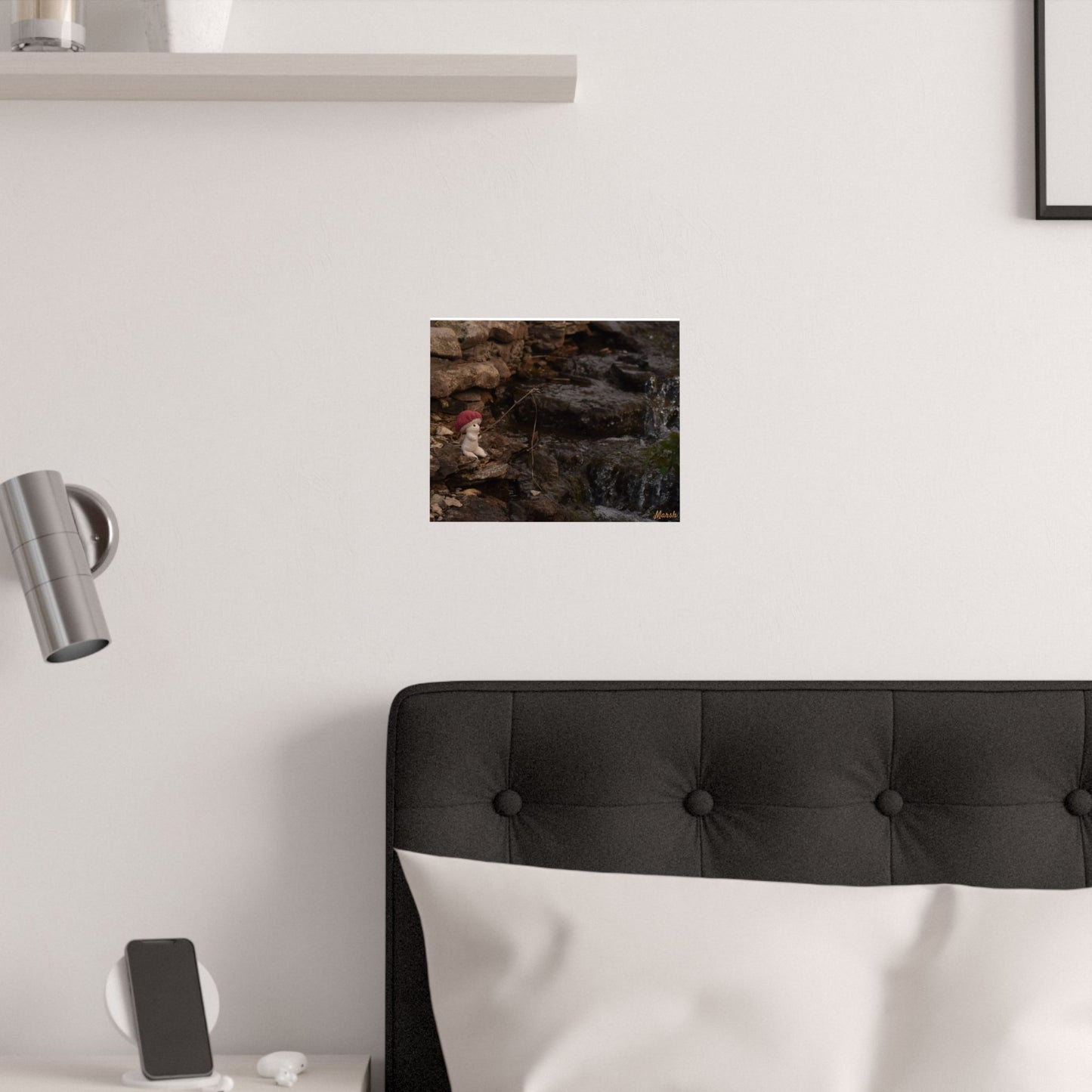 Fishing by the Falls Woolyshroom Satin Print